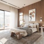 Modern corner flat living room showing two sided windows and abundant natural light.
