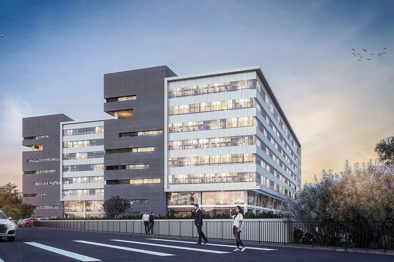 Exterior of The Office by Auro Realty in Patancheru Hyderabad with modern architecture and glass façade.