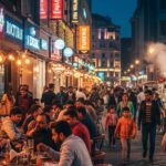 Kondapur restaurant street scene Hyderabad dining neighborhood families eating outdoor cafes vibrant food culture