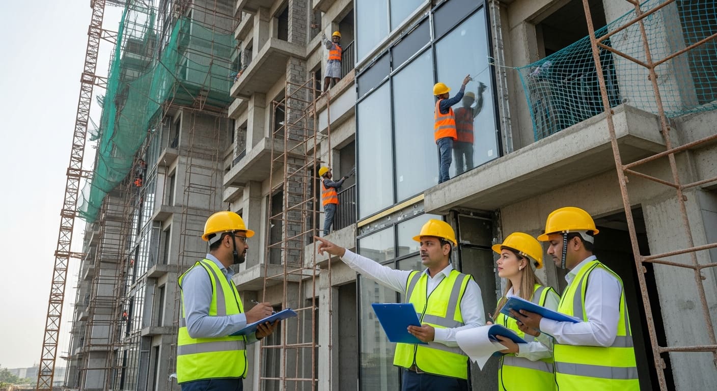 Occupancy certificate building completion inspection Patancheru residential apartments legal compliance construction quality verification.