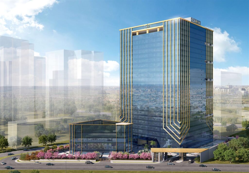 Artist's impression of the Orbit office tower by Auro Realty in HITEC City, Hyderabad